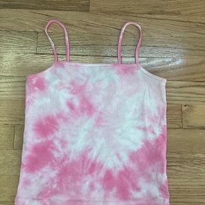 Self tie-dyed pink tank top
